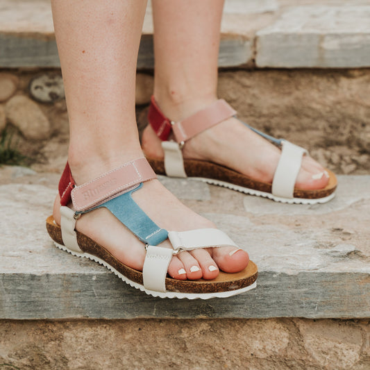 Sandalias deportivas mujer bio piel multicolor Aguamarina