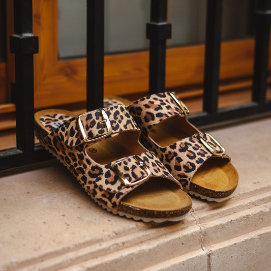 Sandalia Plana Bio Mujer Piel Leopardo Dalila