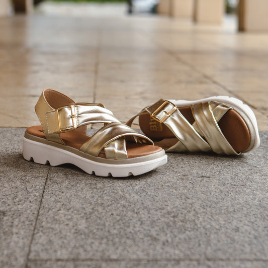 Sandalia Plana Mujer Leire Platino