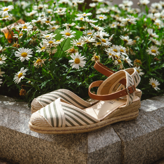 Sandalia cuña alpargata esparto mujer kaki Girasol