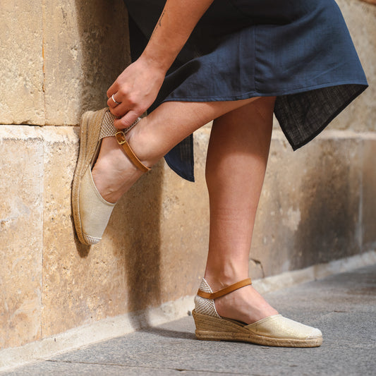 Sandalia Plana Alpargata Mujer Filipa Platino