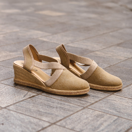 Sandalia cuña alpargata esparto mujer beig Carla