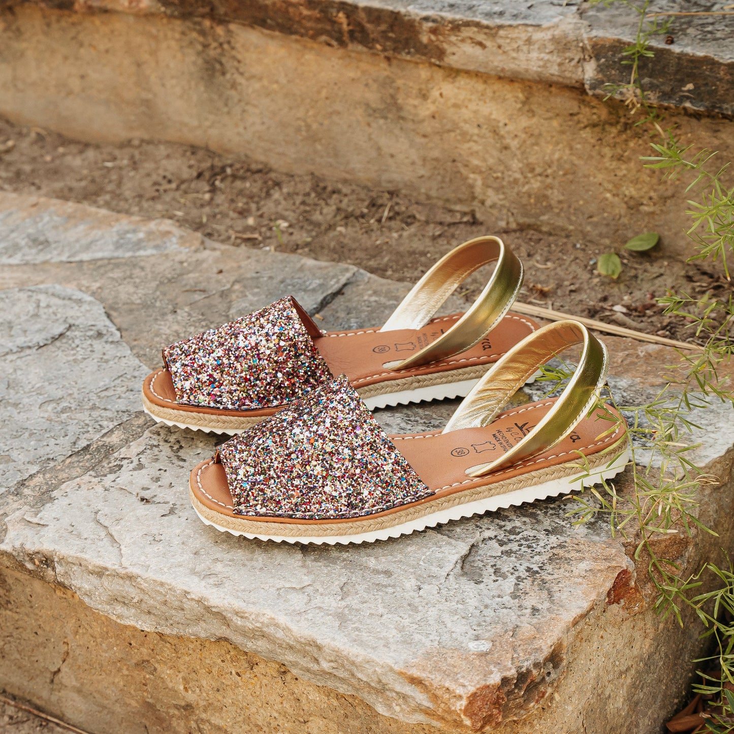 Abarcas menorquinas planas mujer glitter Martina