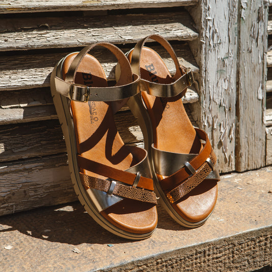 Sandalia Cuña Mujer Casandra Platino