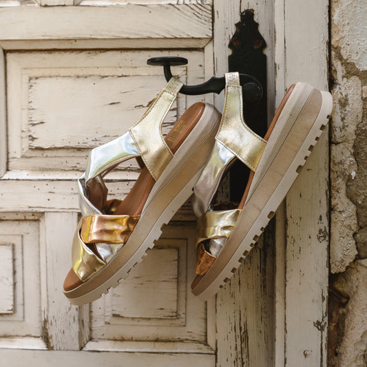 Sandalia Cuña Mujer Adriana Metal