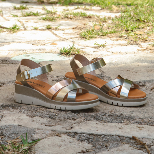 Sandalia Plana Mujer Manuela Metal