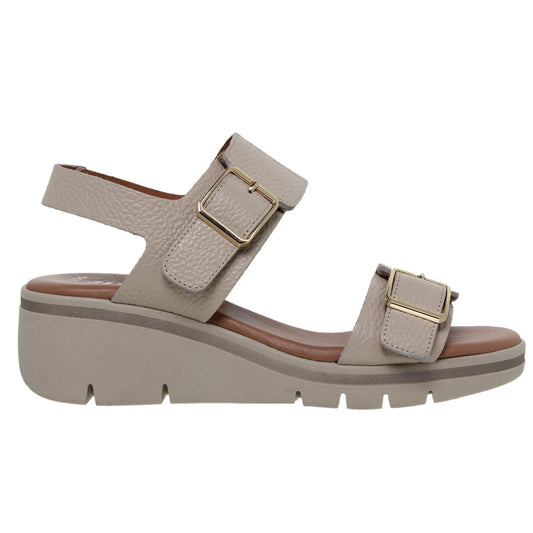 Sandalia Cuña Mujer piel Beig Marcela