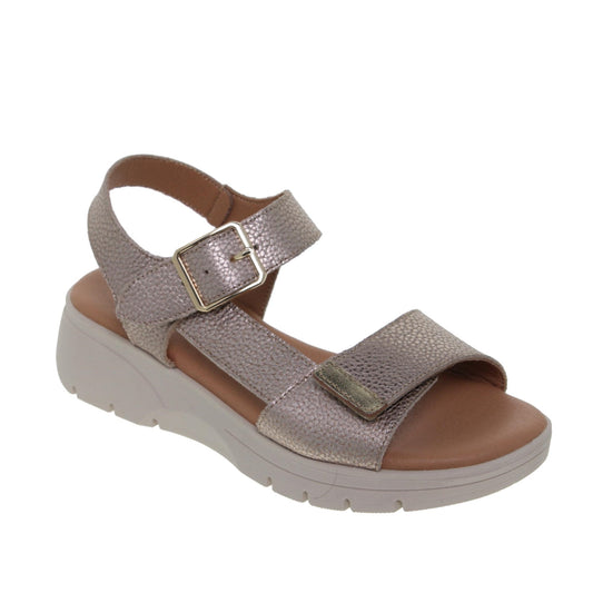 Sandalia Cuña Mujer piel Platino Mariola