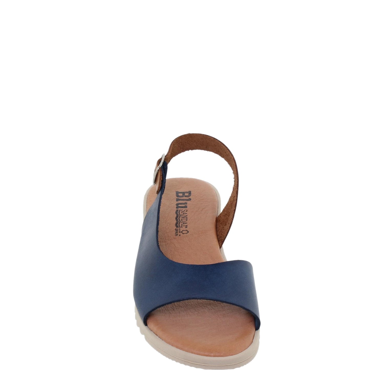 Sandalia plana mujer piel azul Kunzita