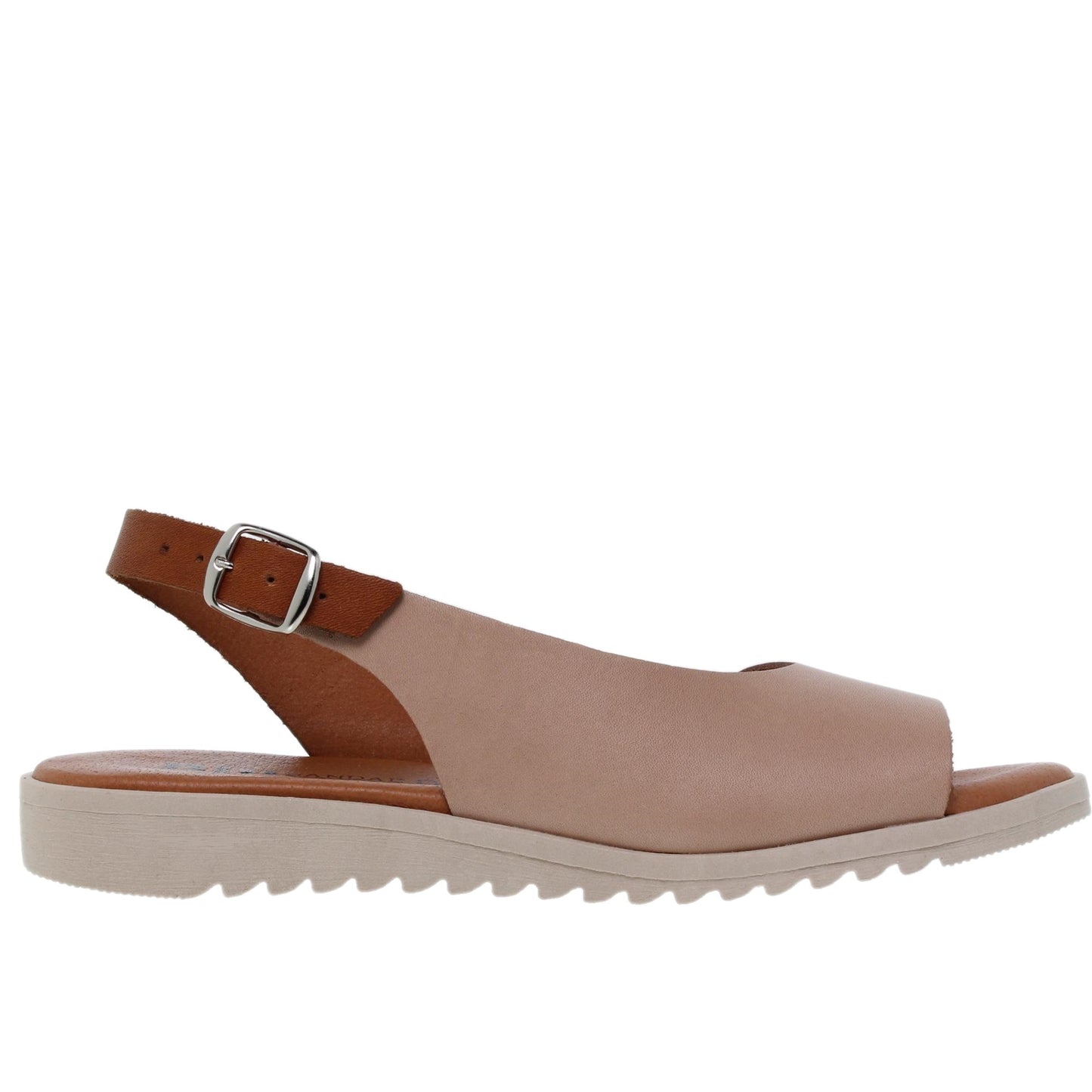 Sandalia plana mujer piel beige Kunzita