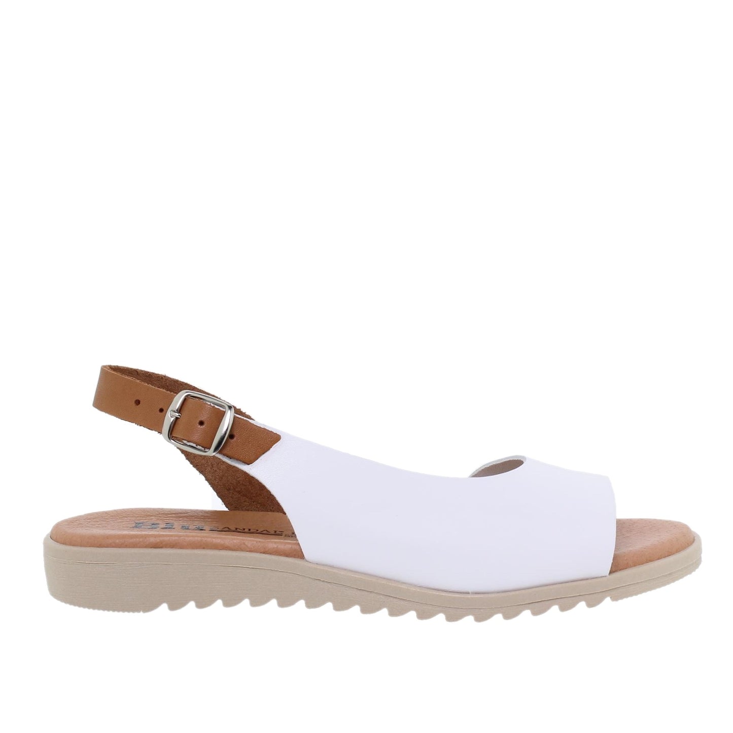 Sandalias planas mujer piel blanco Kunzita