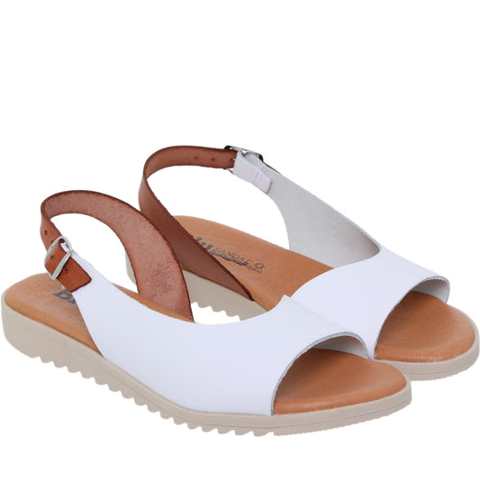 Sandalias planas mujer piel blanco Kunzita