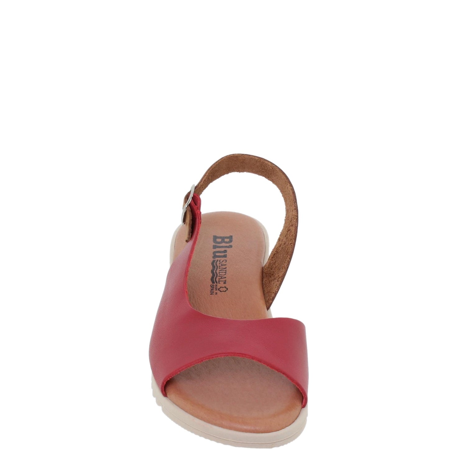 Sandalia plana mujer piel rojo Kunzita