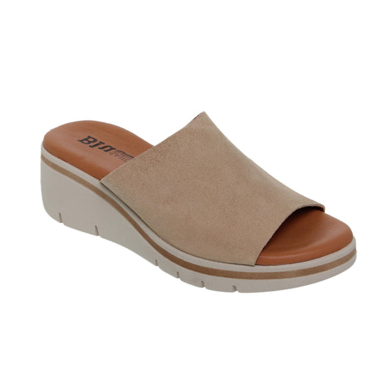 Sandalia Cuña Mujer piel Beig Gara