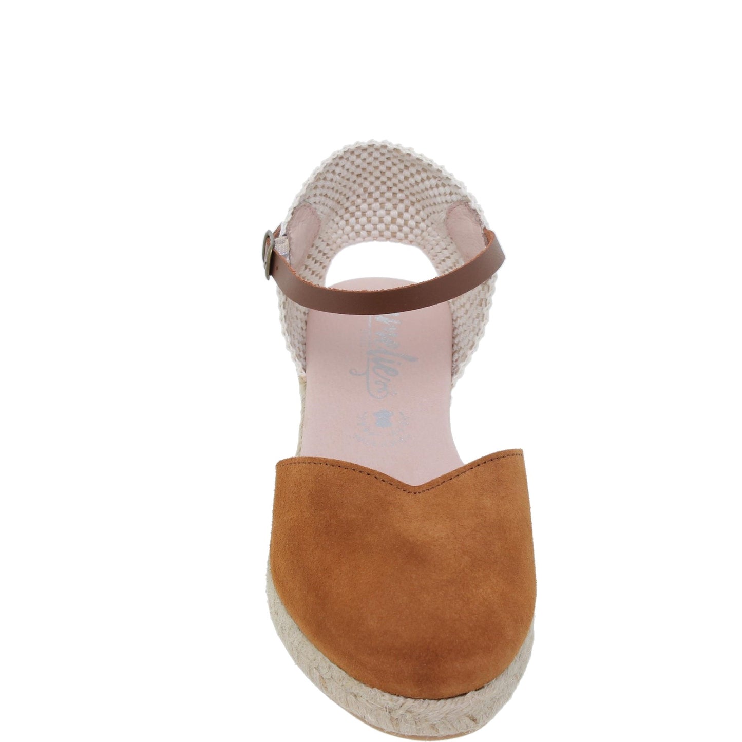 Sandalia cuña alpargata esparto mujer piel cuero Cactus