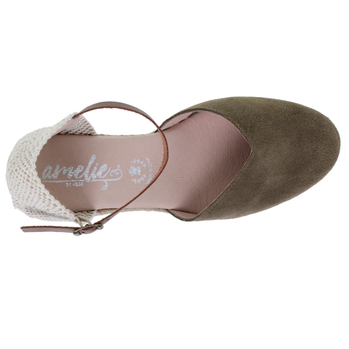 Sandalia cuña alpargata esparto mujer piel kaki Lilium