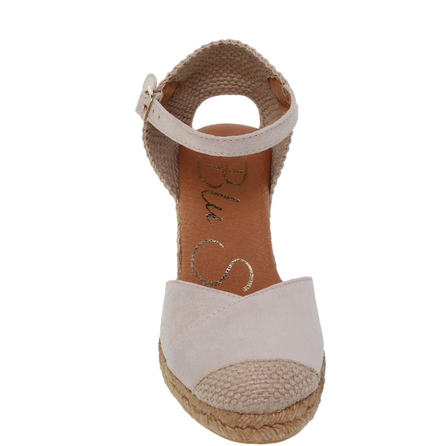 Sandalia cuña alpargata esparto mujer piel beige Lourdes