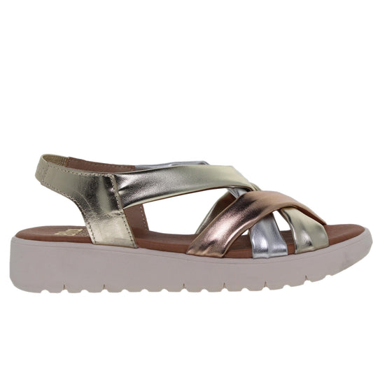 Sandalia Cuña Mujer piel Metal Lucia