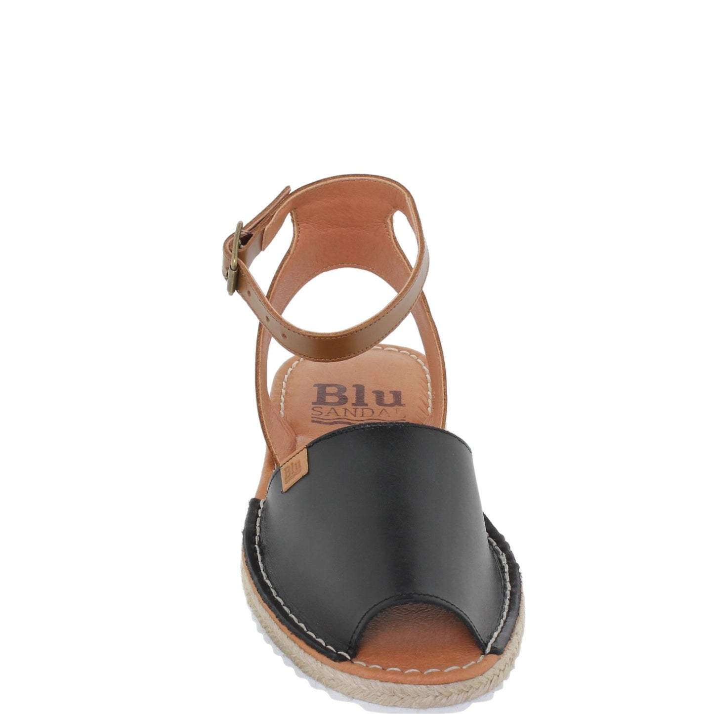 Abarcas Sandalia Menorquinas Mujer piel Negro Roma