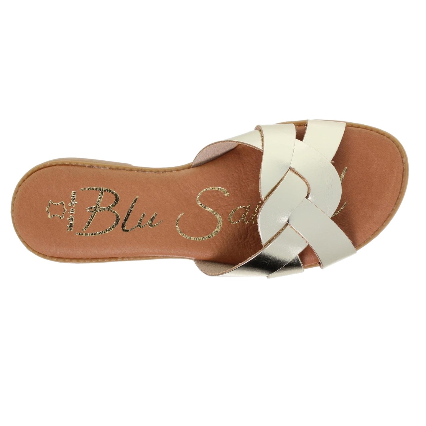 Sandalia plana mujer piel oro Blair