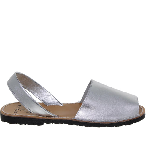 Abarcas Sandalia Menorquinas Mujer piel Plata Bruna