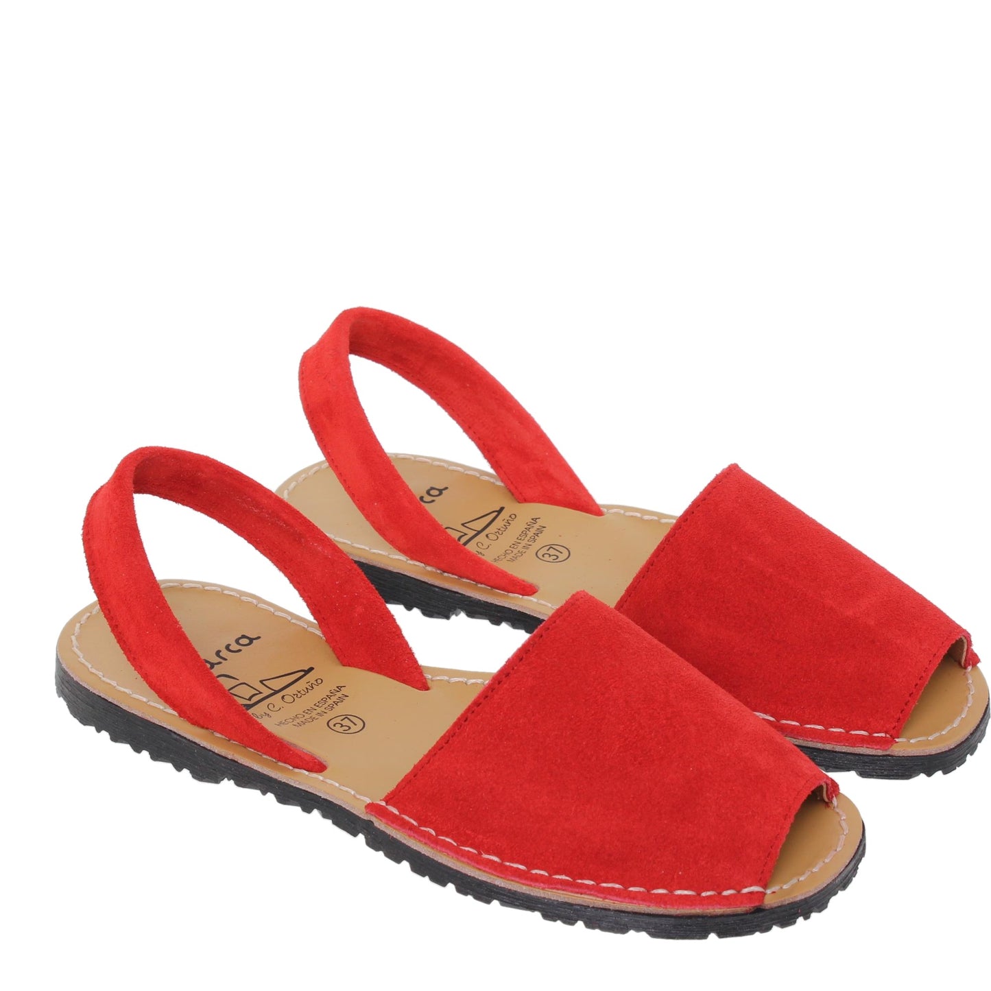 Abarcas Sandalia Menorquinas Mujer piel Rojo Marina