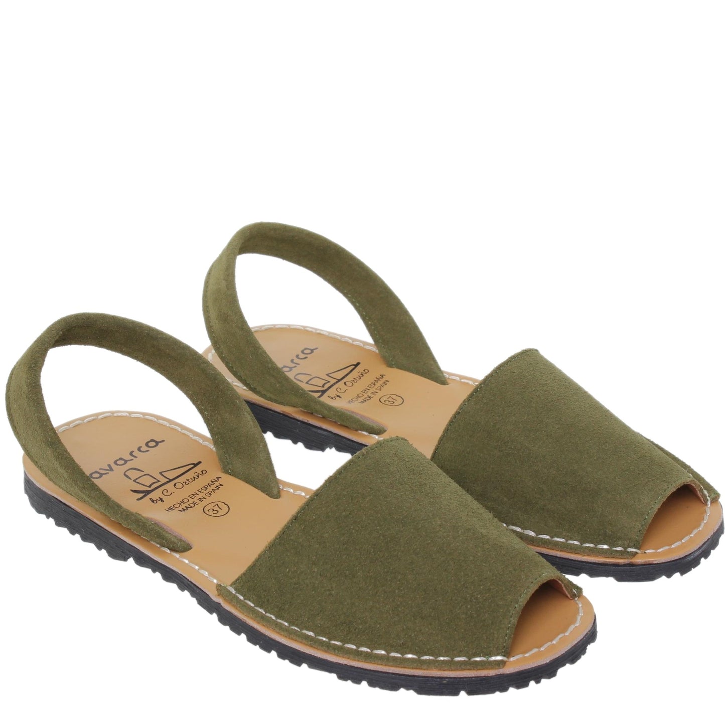 Abarcas Sandalia Menorquinas Mujer piel Kaki Marina