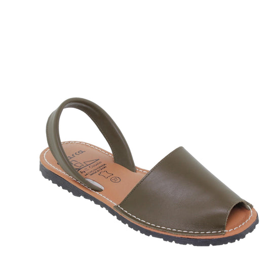 Abarcas Sandalia Menorquinas Mujer piel Kaki Cleo