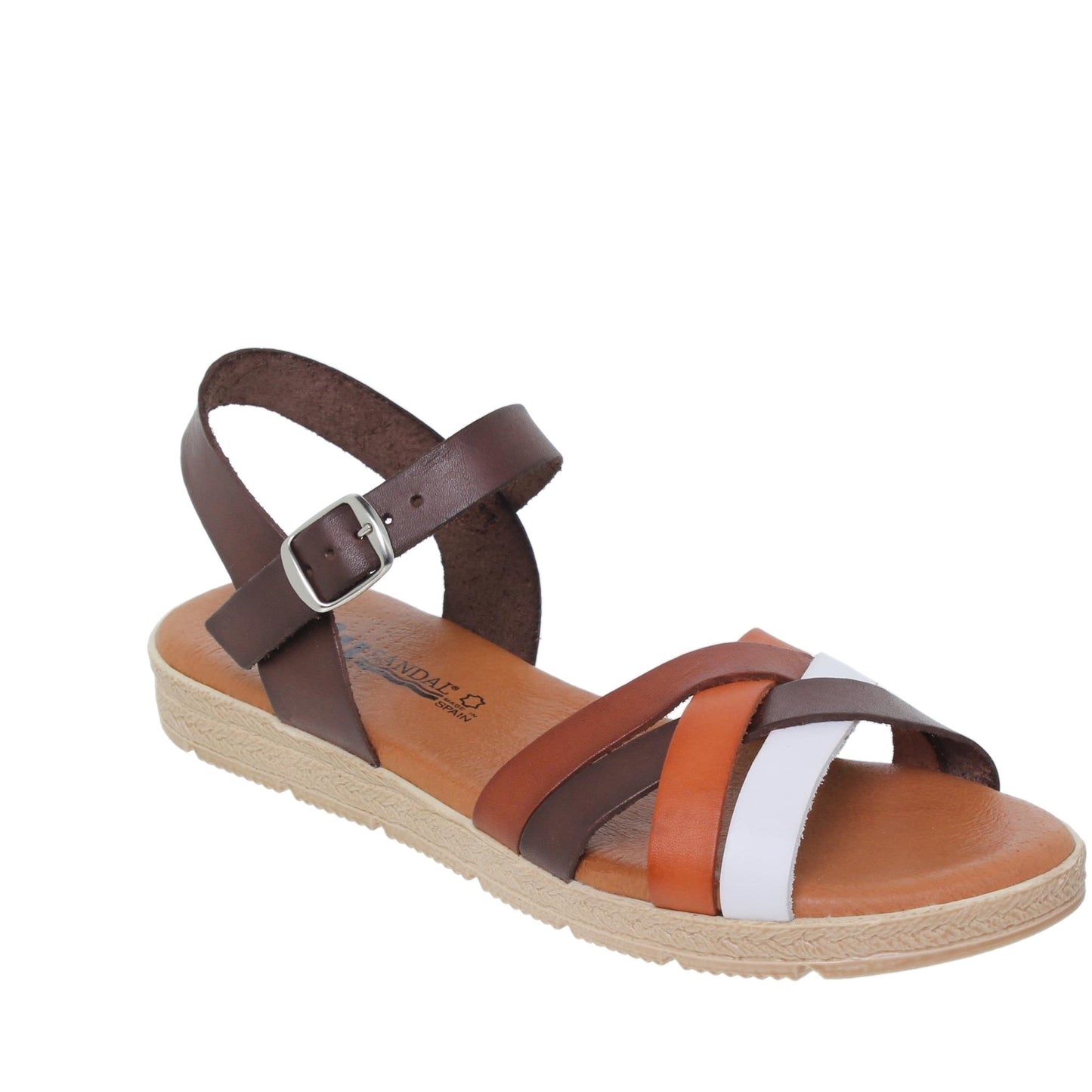 Sandalias planas mujer piel multicuero Tanzanita