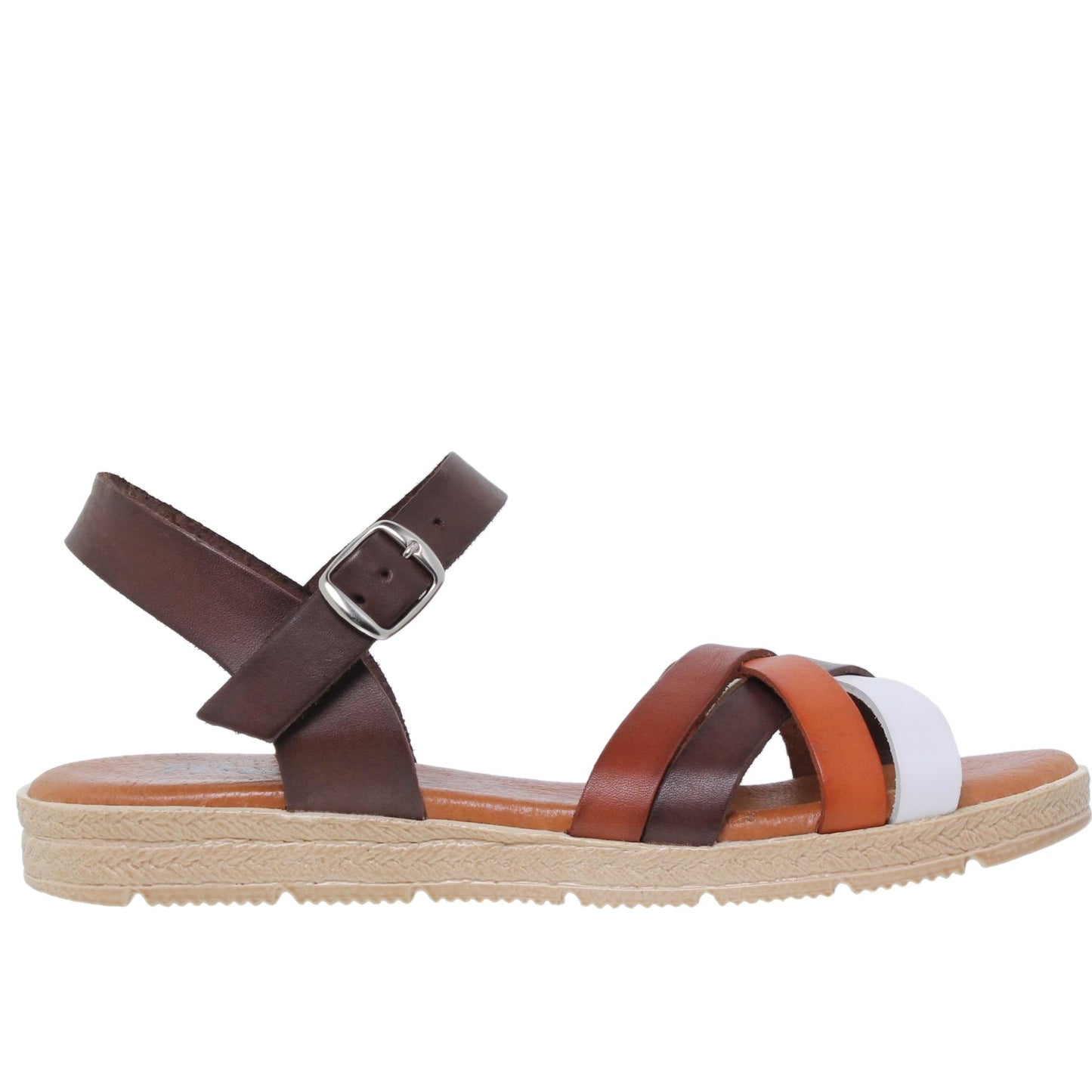 Sandalias planas mujer piel multicuero Tanzanita