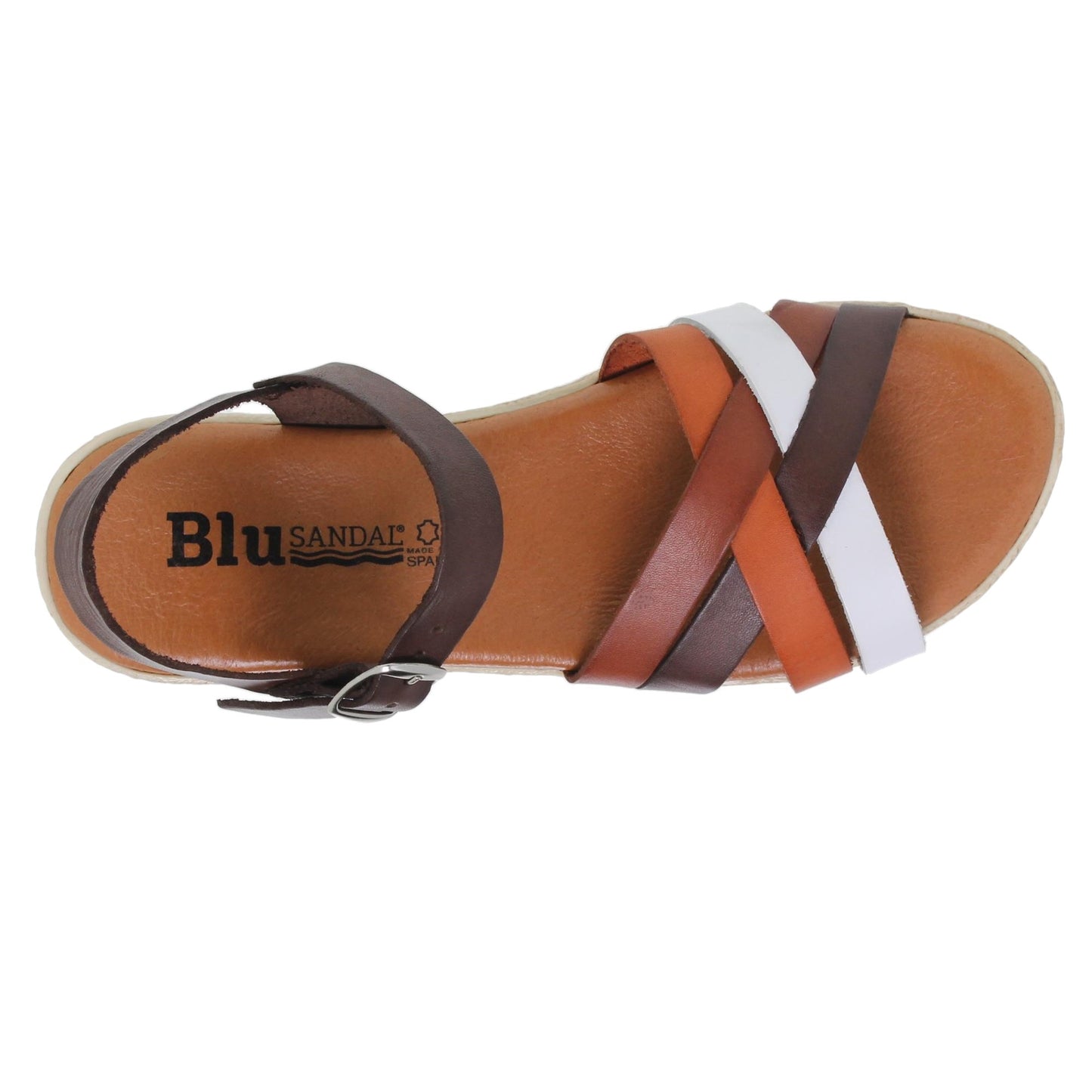 Sandalias planas mujer piel multicuero Tanzanita