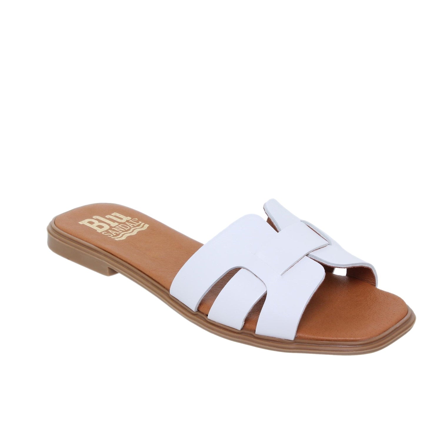 Sandalia plana mujer piel blanco Rita