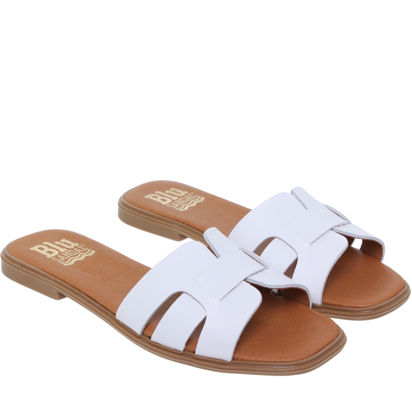 Sandalia plana mujer piel blanco Rita