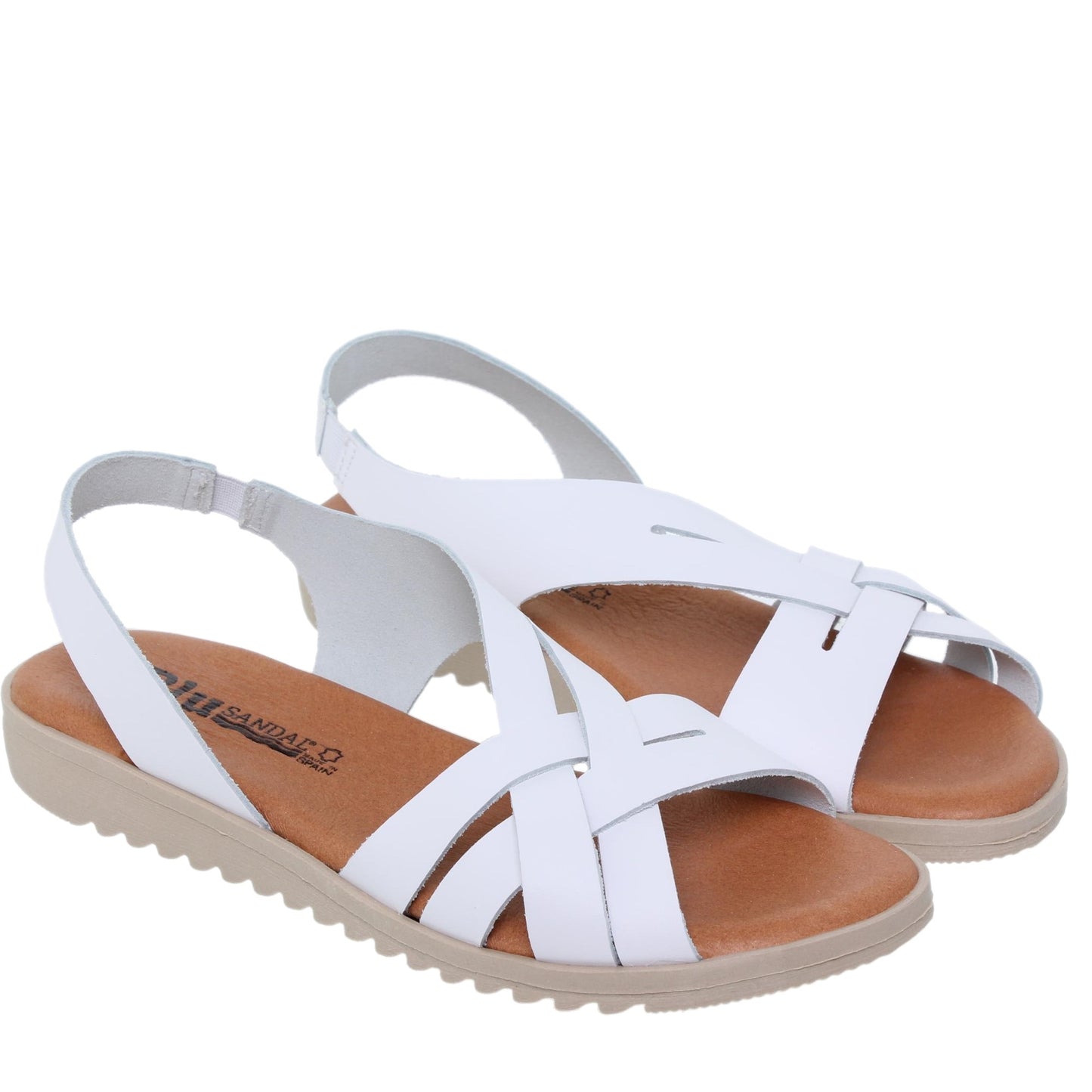 Sandalia plana mujer piel blanco Flourita