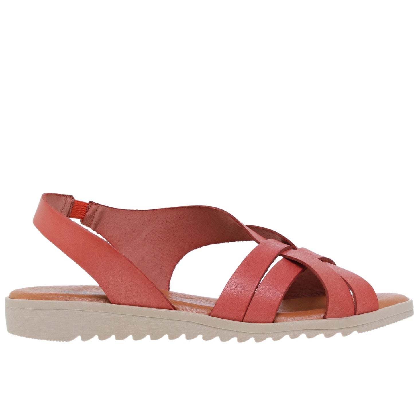 Sandalia plana mujer piel coral Fluorita