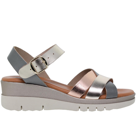 Sandalia Plana Mujer Manuela Metal