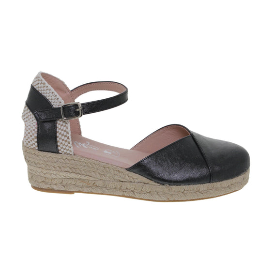 Sandalia Cuña Alpargata Mujer Nuria Negro