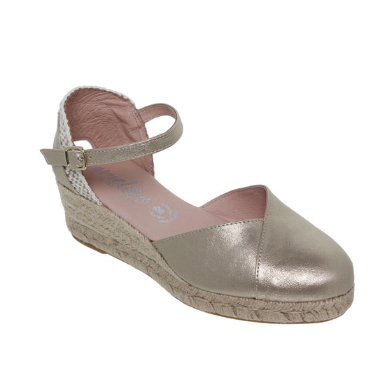 Sandalia Cuña Alpargata Mujer Nuria Platino