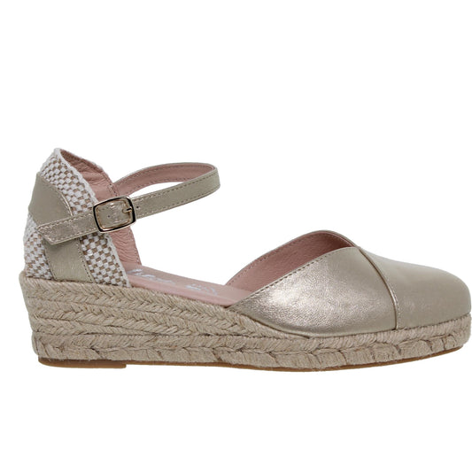 Sandalia Cuña Alpargata Mujer Nuria Platino