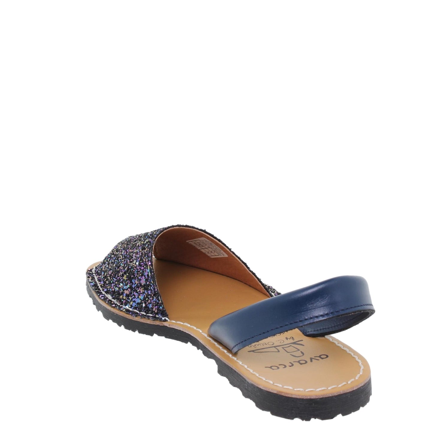 Abarcas Sandalia Menorquinas Mujer piel Azul Marino Brillo Marina