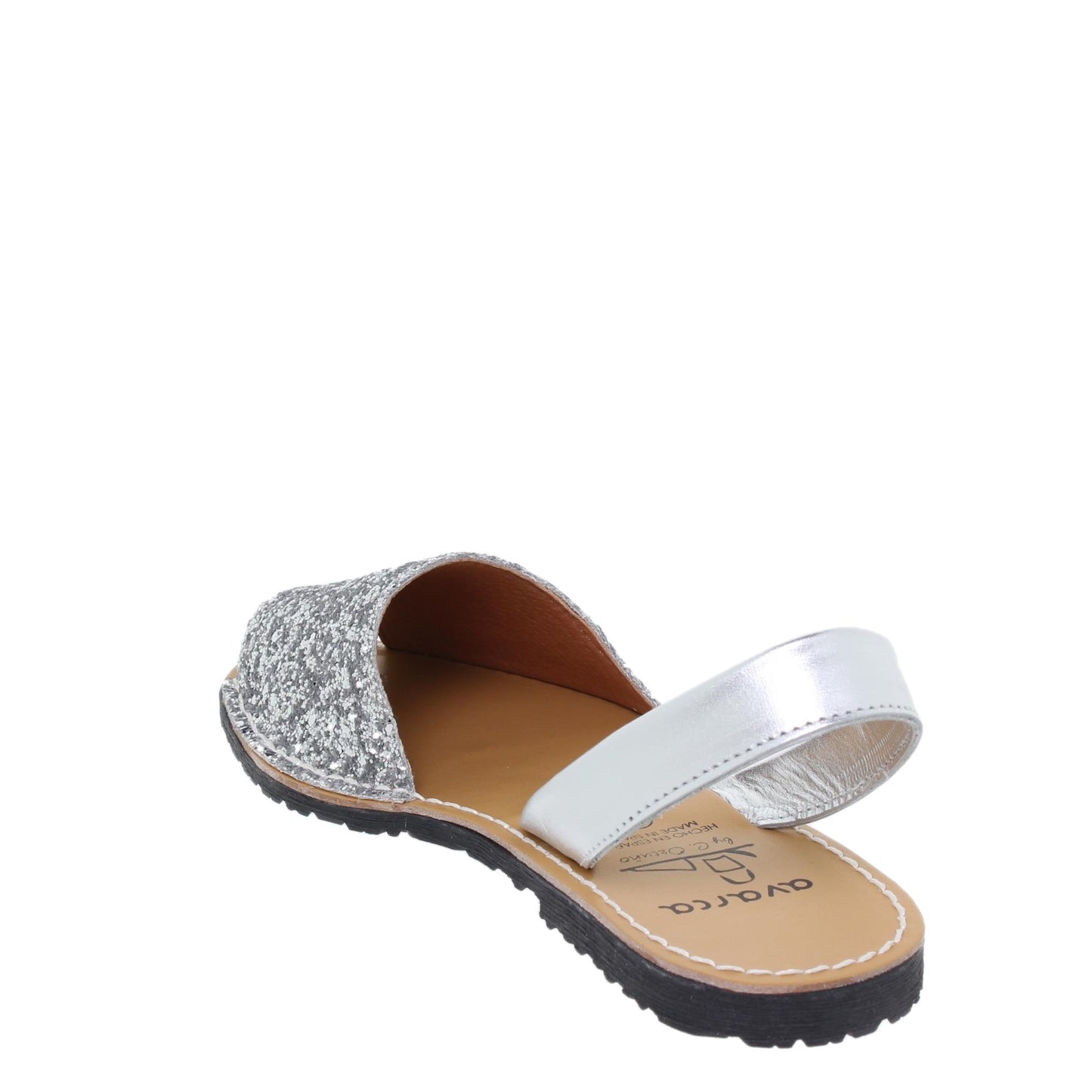 Abarcas Sandalia Menorquinas Mujer Plata Brillo Marina