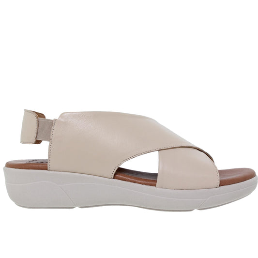Sandalia cuña mujer piel beige Camelia