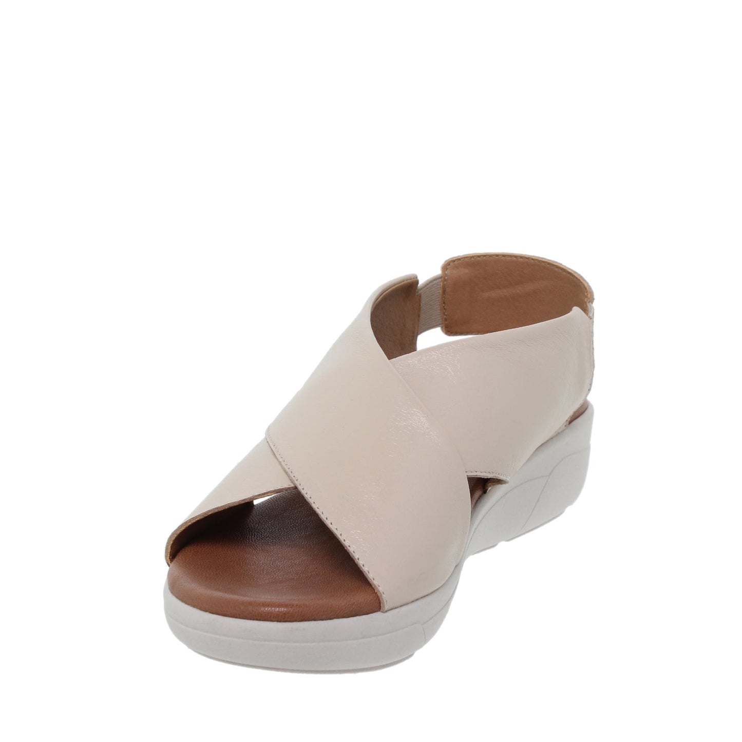 Sandalia cuña mujer piel beige Camelia