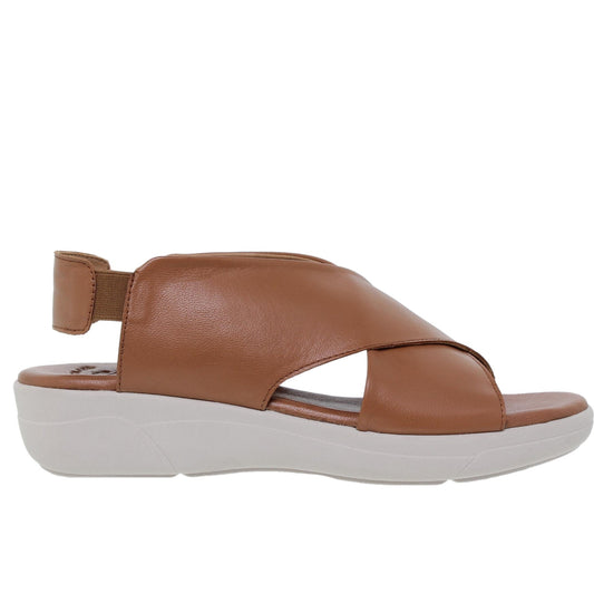 Sandalia cuña mujer piel cuero Camelia