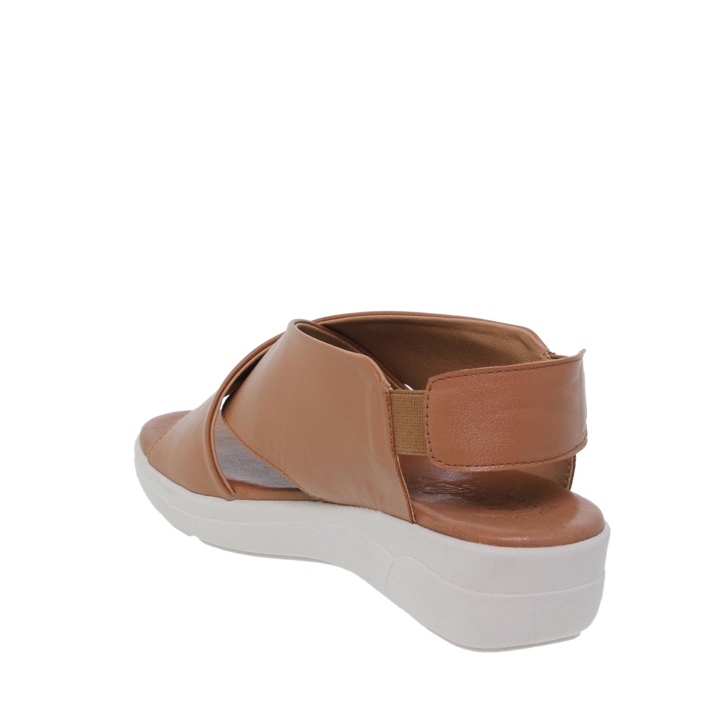 Sandalia cuña mujer piel cuero Camelia