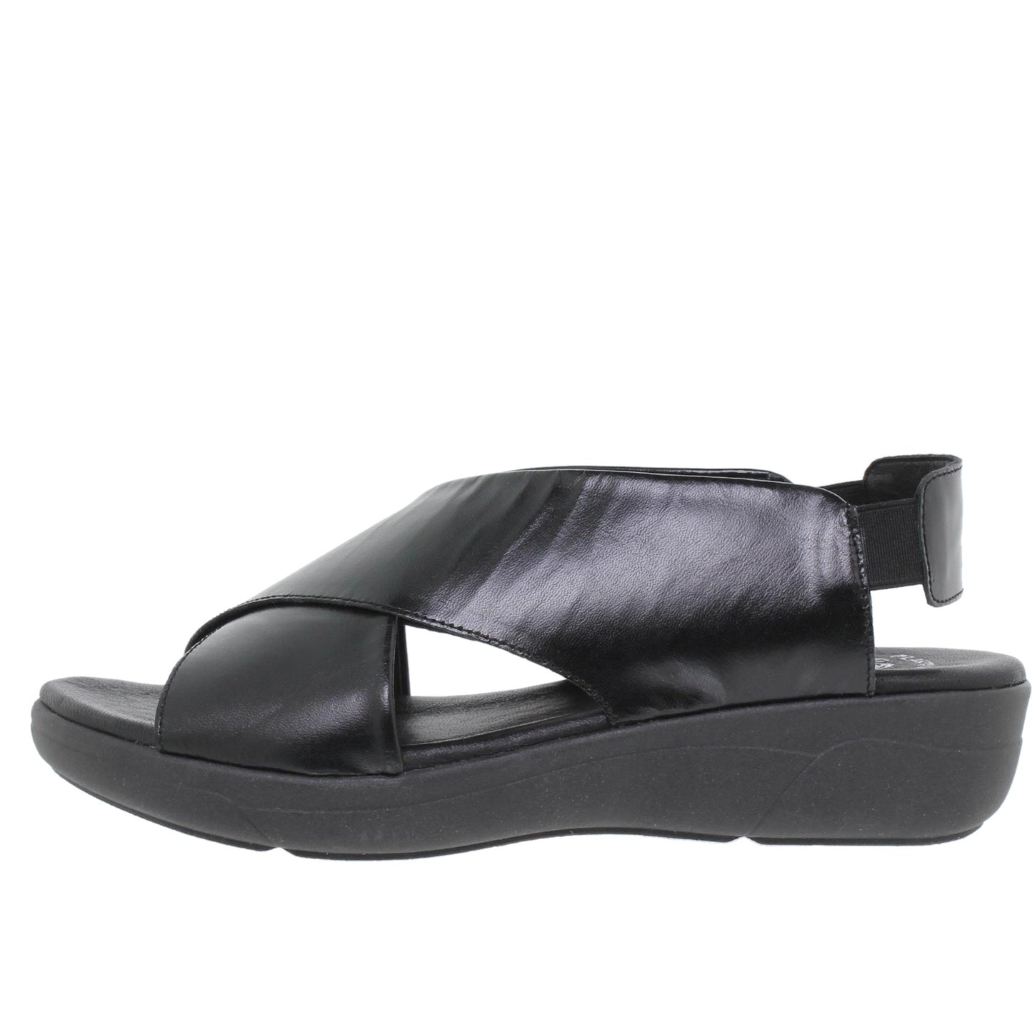 Sandalia cuña mujer piel negro Camelia