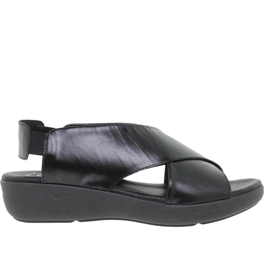 Sandalia cuña mujer piel negro Camelia