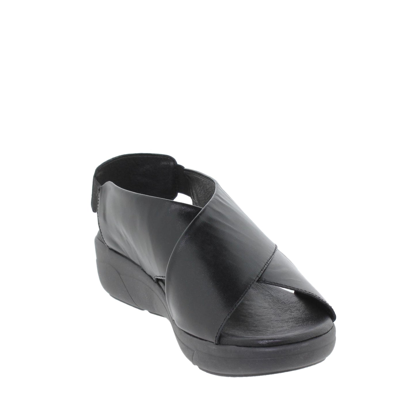 Sandalia cuña mujer piel negro Camelia