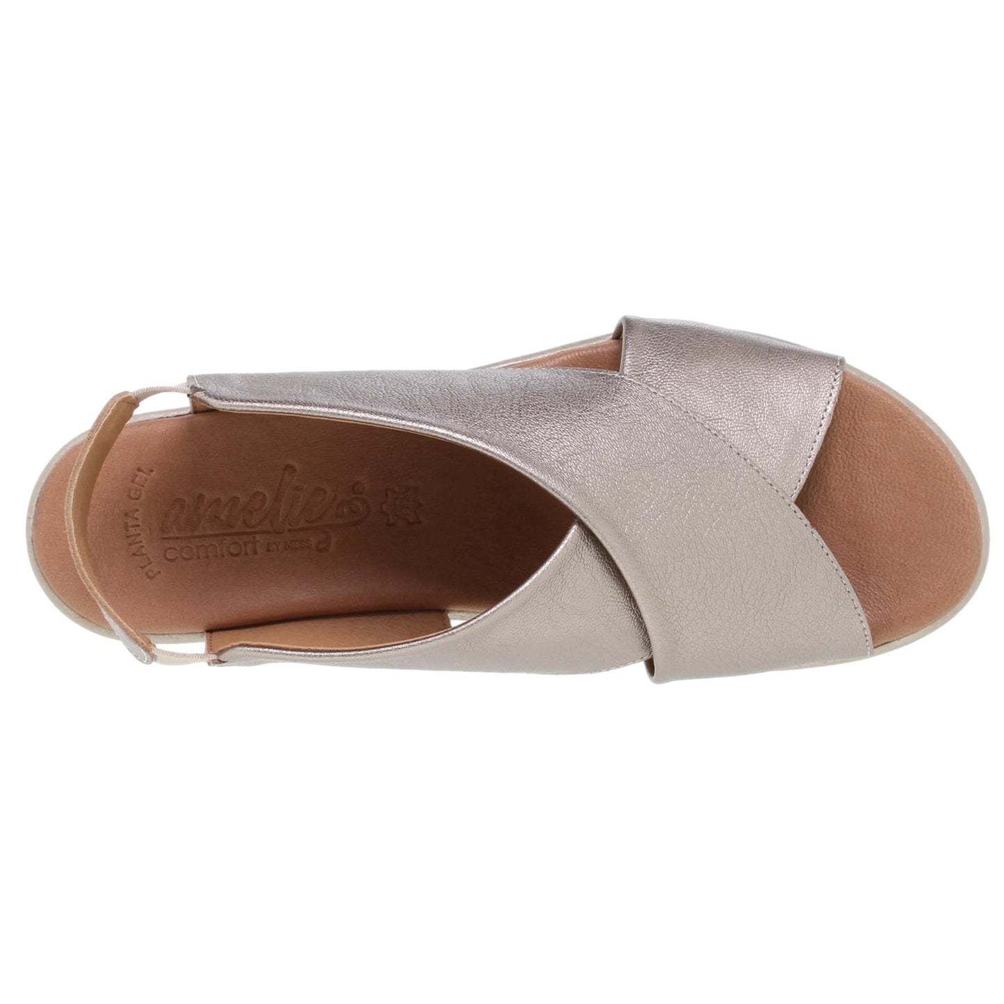Sandalia cuña mujer piel oro Camelia