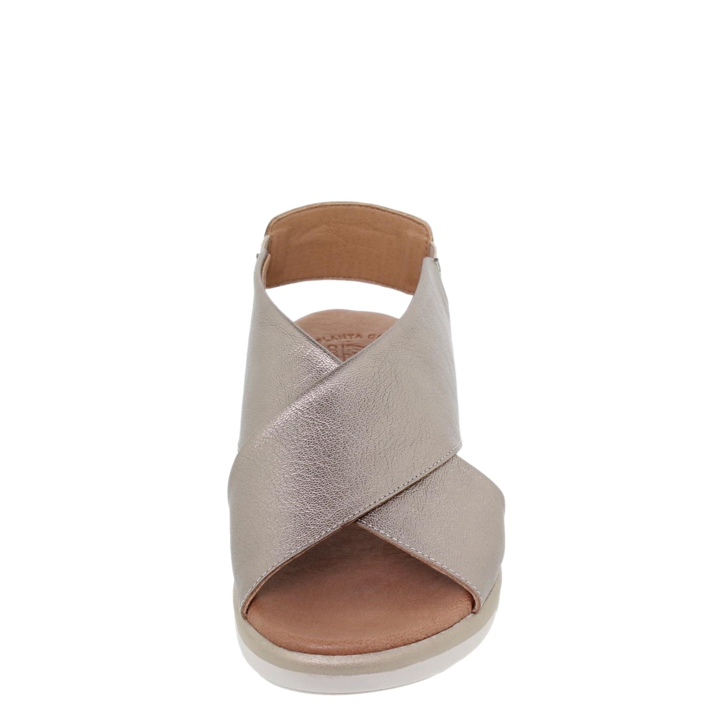 Sandalia cuña mujer piel oro Camelia